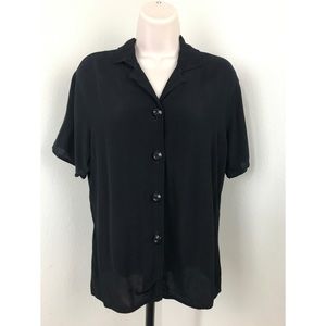 FLAX Rayon Black Button Down Shirt